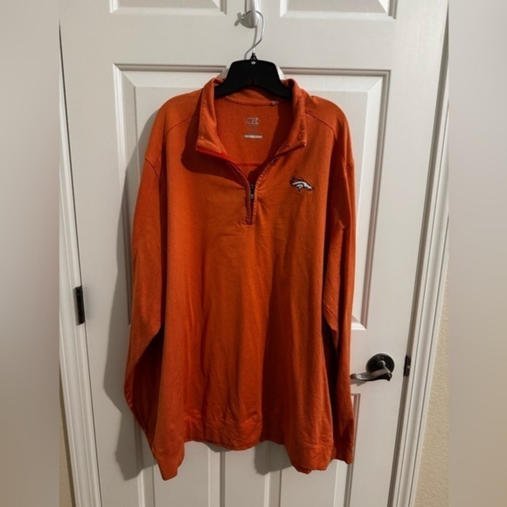 Cutter & Buck Mens NFL Denver Broncos Knit Quarter Zip Size 3XT